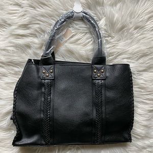 Faux leather hand bag w/ crossbody strap
